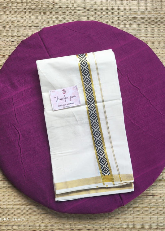 Black Printed Double Mundu