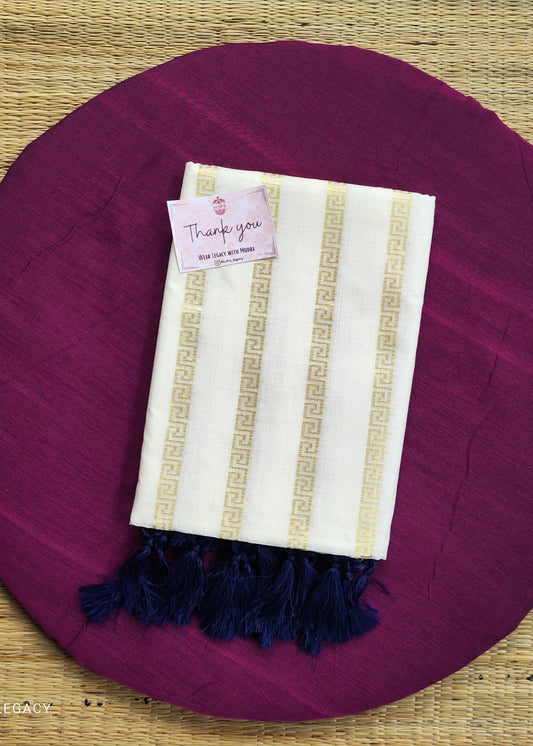 Design Navy Blue Cotton Set Saree