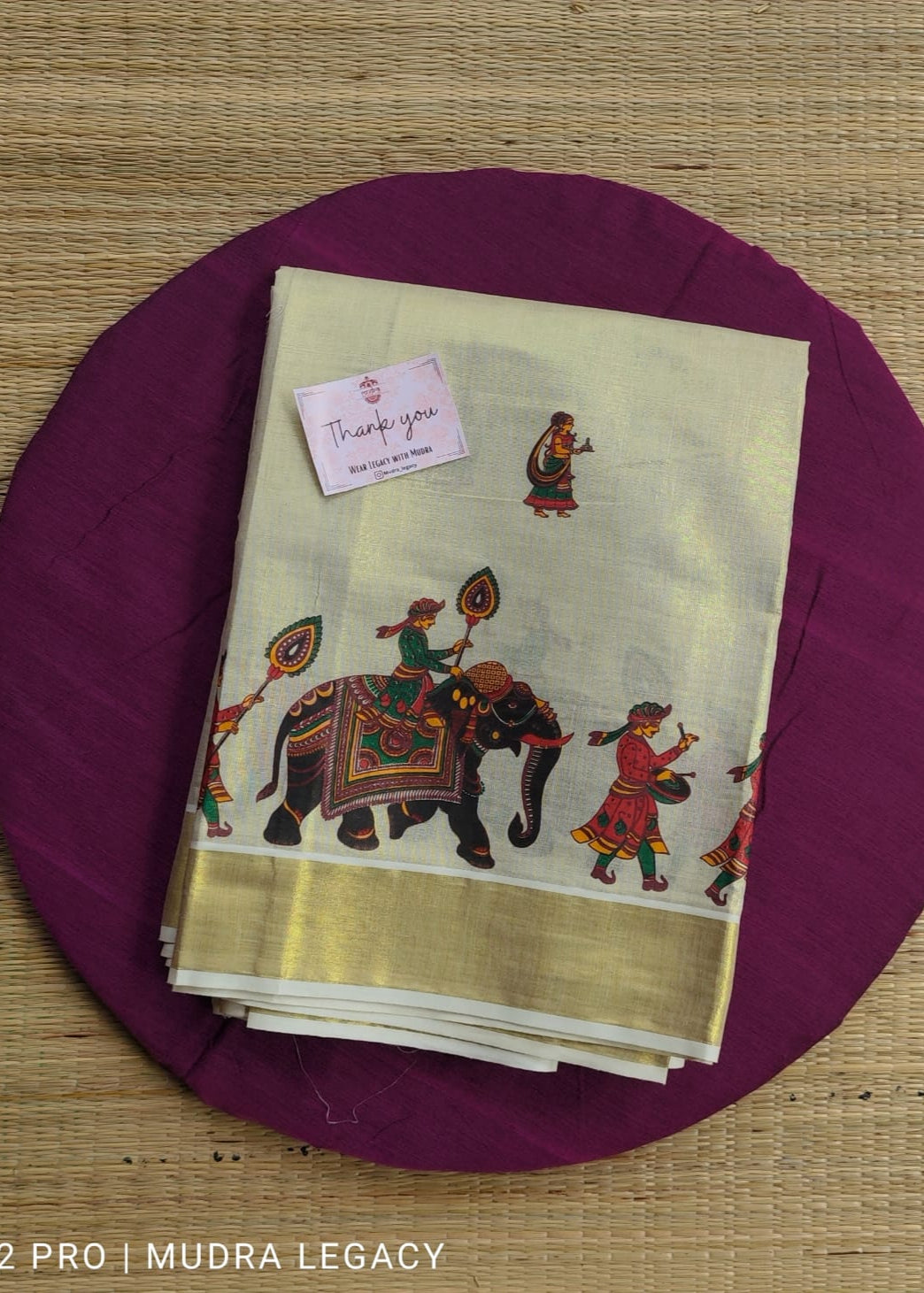 Elephant Print Tissue Set Saree