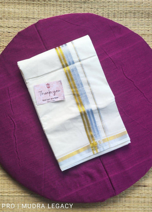 Silver and Golden Kara Double Mundu